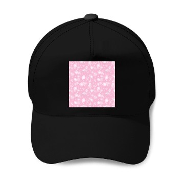 Discover Pink Snowflakes Pattern Baseball Caps