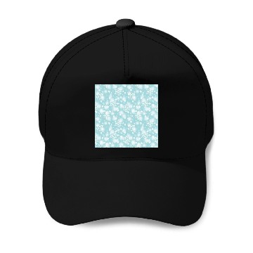 Discover Teal Snowflakes Pattern Baseball Caps