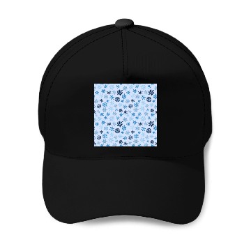 Discover Blue Snowflakes Pattern Baseball Caps
