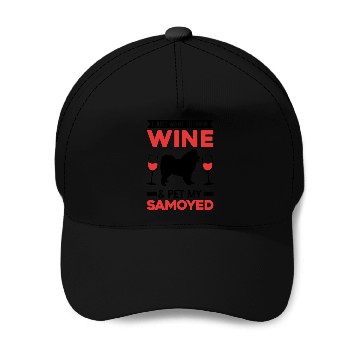 Discover Samoyed And Wine Baseball Caps