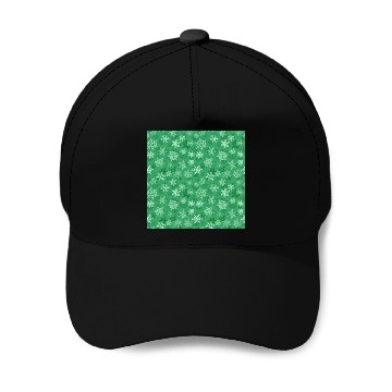 Discover Pretty Green Snowflakes Pattern Baseball Caps