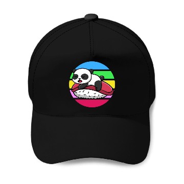 Discover Panda Sleeps On Sushi Baseball Caps