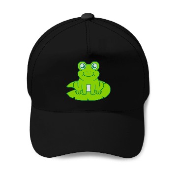 Discover frog sitting water lily sea leaf Baseball Caps