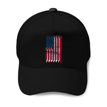 Discover American Flag Mechanic Combination Wrenches Baseball Caps