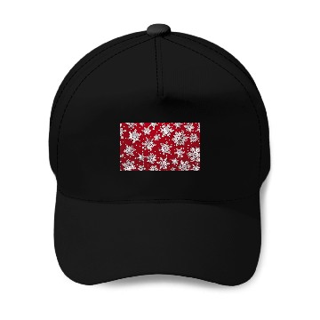 Discover Modern Snowflakes Pattern Red Baseball Caps