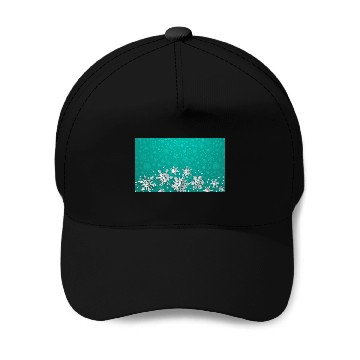 Discover Teal Snowflakes Pattern Baseball Caps