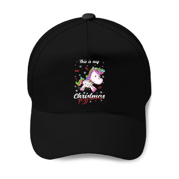 Discover Winter Christmas Pyjama Unicorn Baseball Caps