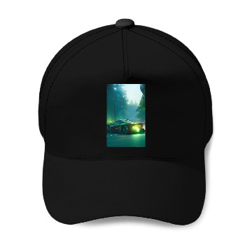 Discover Futuristic grey neon car Baseball Caps