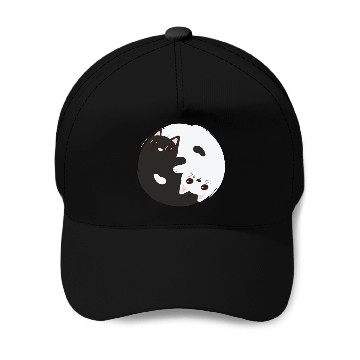 Discover ying yang cat Baseball Caps