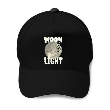 Discover Dark Green Illustrated Moon Light Bat Baseball Caps