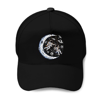 Discover Astronauts on swing on moon Baseball Caps