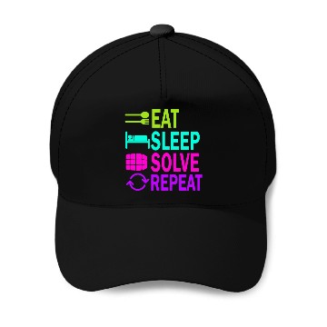 Discover Eat Sleep Solve Repeat Math Speed Cubing Genie Baseball Caps