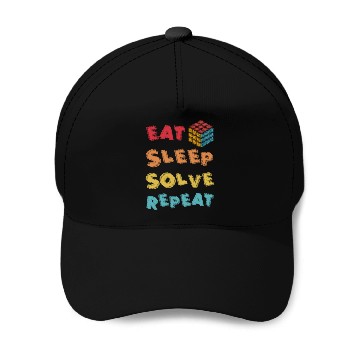 Discover Eat Sleep Solve Repeat Math Speed Cubing Genie Baseball Caps