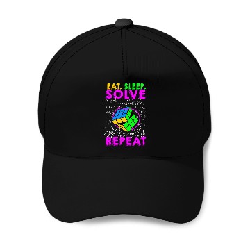 Discover Eat Sleep Solve Repeat Math Speed Cubing Genie Baseball Caps