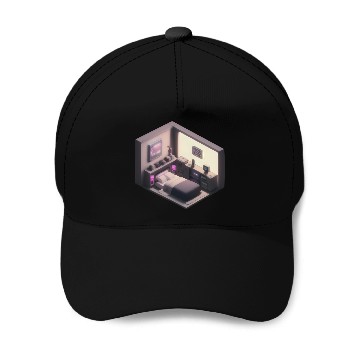Discover Isometric Bedroom - Synthwave Retro Future Room Baseball Caps