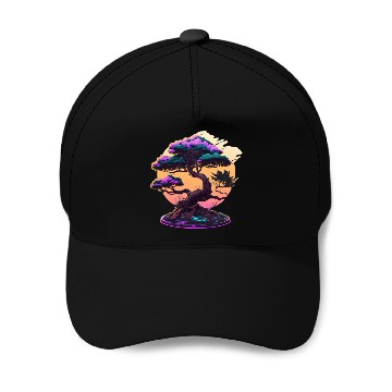 Discover Synthwave Bonsai Tree Baseball Caps