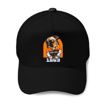 Discover Black Orange Cool Dog Baseball Caps