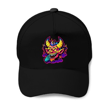 Discover 90's Style Neon Cartoon Crazy Devil Baseball Caps