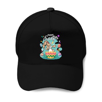 Discover Happy dabbing Easter Bunny Baseball Caps