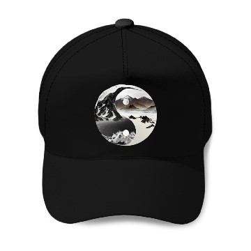 Discover Ying Yang - mountains - beach 3D Baseball Caps