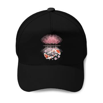 Discover Koi Sakura Tree Upside Down Cherry Blossom Japanes Baseball Caps