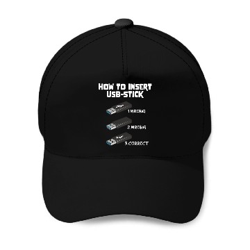 Discover How To Insert USB Stick Funny Programmer Meme Baseball Caps