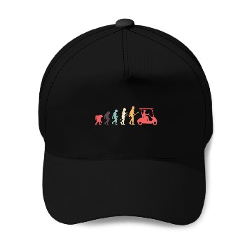 Discover Golf Retro Vintage Golfer Evolution Baseball Caps
