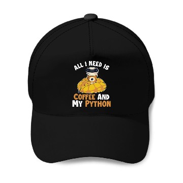 Discover Coffee and Python Snake Lover Pythonidae Banana Baseball Caps