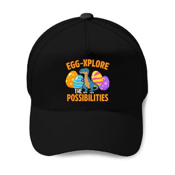 Discover Easter T-rex Dinosaur Rabbit Easter Bunny Holiday Baseball Caps