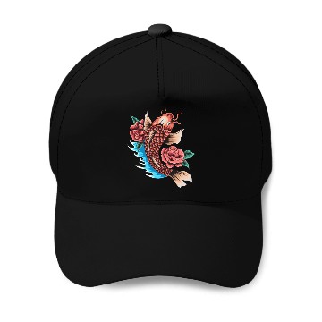 Discover Koi Fish and Roses Baseball Caps