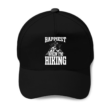 Discover Happiest when i'm Hiking Baseball Caps