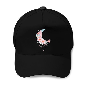 Discover Crescent Floral Moon Baseball Caps