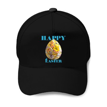 Discover Happy Easter Egg Design with Floral Elements Baseball Caps