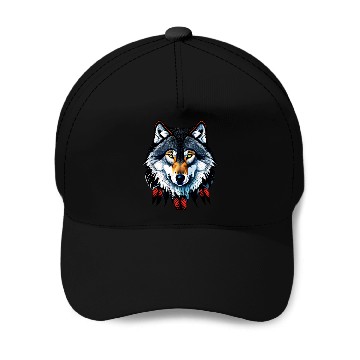 Discover Wolf howling at the moon graphic Baseball Caps