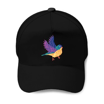 Discover Polygon Shape Multi Colored Bird Pattern Nature Baseball Caps
