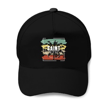 Discover Saint Kitts Artistic Palm Tree Retro Baseball Caps