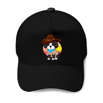 Discover Cowboy dog at sunset Baseball Caps