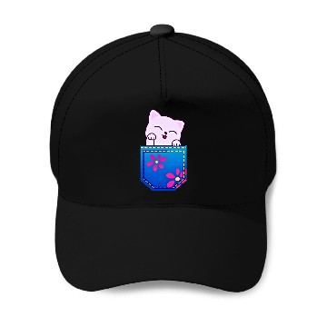 Discover Cat in the pocket Baseball Caps