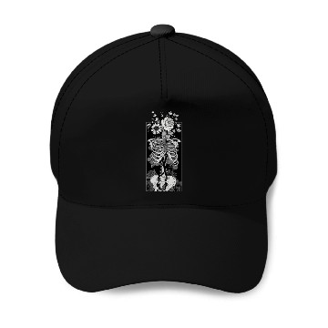 Discover Gothic Flower And Bones Baseball Caps