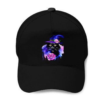 Discover Watercolor Cat Halloween Sublimation Baseball Caps