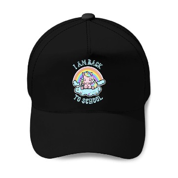 Discover Funny Back to School Kawaii Rainbow Unicorn Baseball Caps