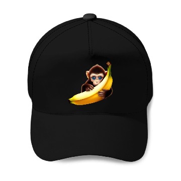 Discover Monkey hide and seek banana Baseball Caps