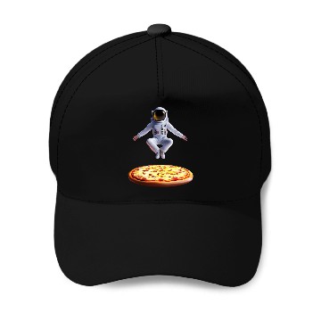 Discover Hovering astronaut over pizza Baseball Caps