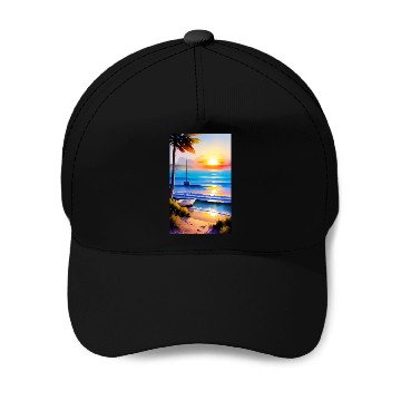 Discover A sunrise with a seaside view-2 Baseball Caps
