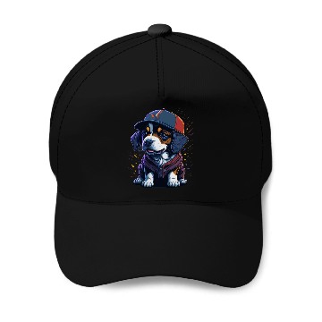 Discover Cute Border Collie Puppy Wearing Baseball Hat Baseball Caps