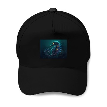 Discover Neon Shark Attack Baseball Caps