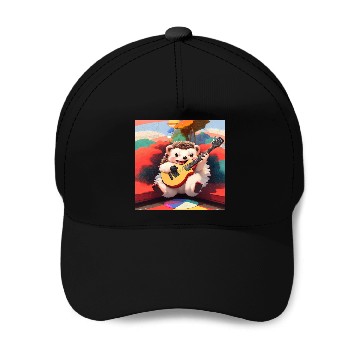 Discover Cute Hedgehog playing Guitar Baseball Caps