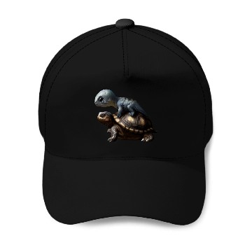 Discover dinosaur on turtle Baseball Caps