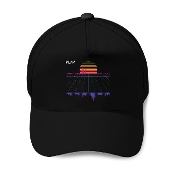 Discover Outrun Synthwave Retrowave Wave Sunset Aesthetic Baseball Caps