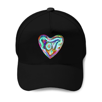 Discover Psychedelic Pride Rainbow Love Heart Baseball Caps